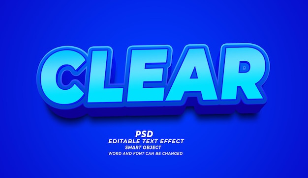 Clear 3d PSD bearbeitbare Text-Effekt-Photoshop-Vorlage