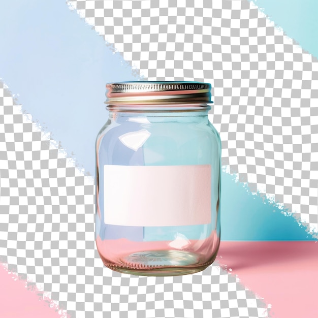 PSD a clear jar with a pink square in the middle of it
