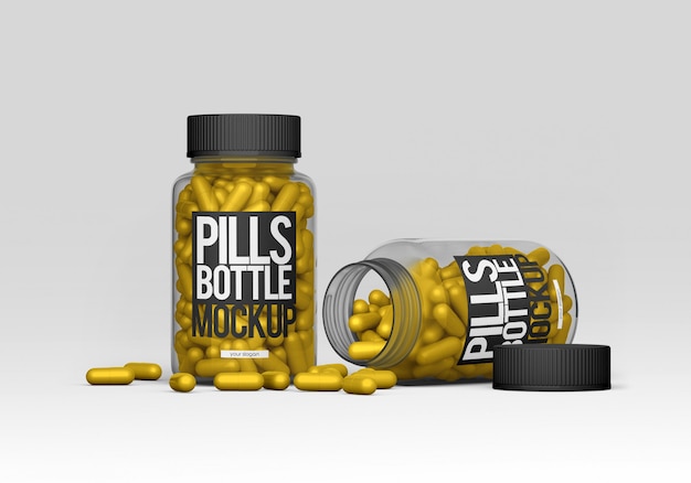 Clear Pills Bottle Mockup