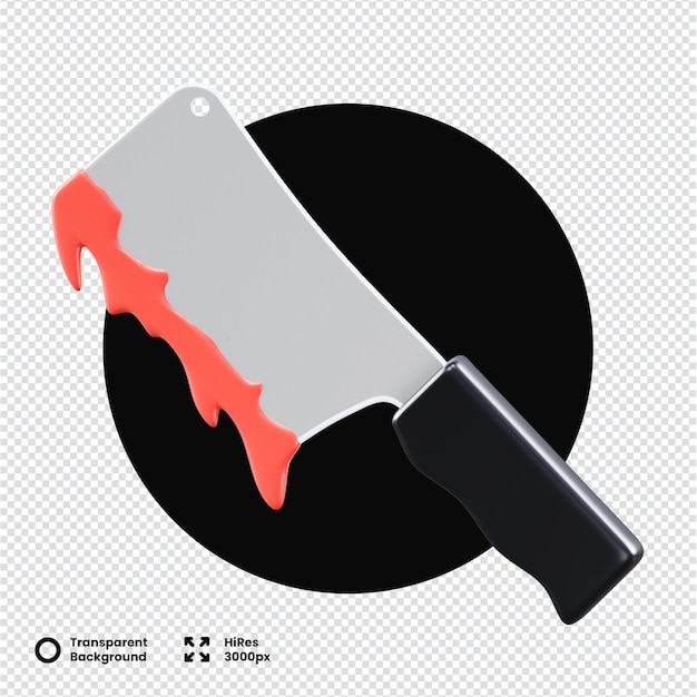 Cleaver renderizado em 3D com gotas de sangue para o tema do Halloween