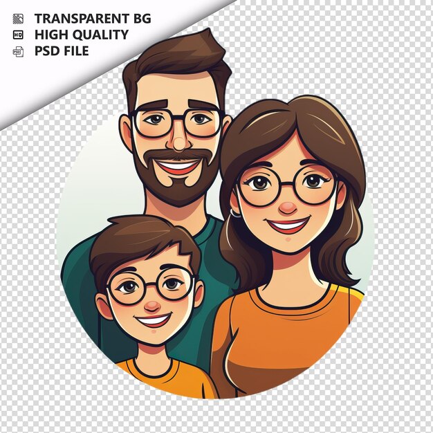 PSD clever european family flat icon stil weißer hintergrund i