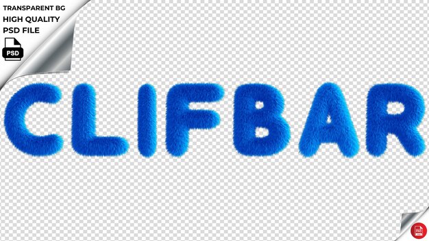 PSD clifbar typography azul fluffy texto psd transparente