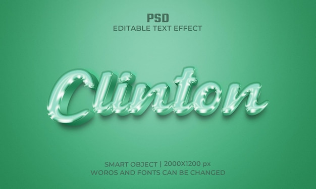 Clinton 3d photoshop editierbarer texteffekt mit hintergrund