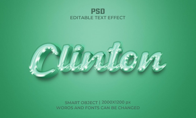 Clinton 3d photoshop efecto de texto editable con fondo