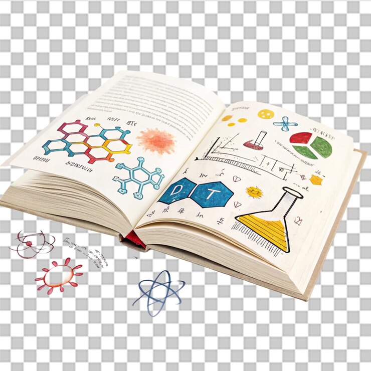 PSD un clip de acuarela de un libro de texto de ciencias aislado sobre un fondo transparente