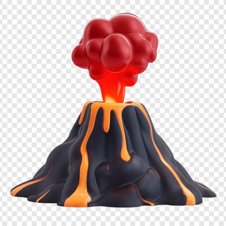 PSD clip art 3d gunung berapi diisolasi pada latar belakang transparan