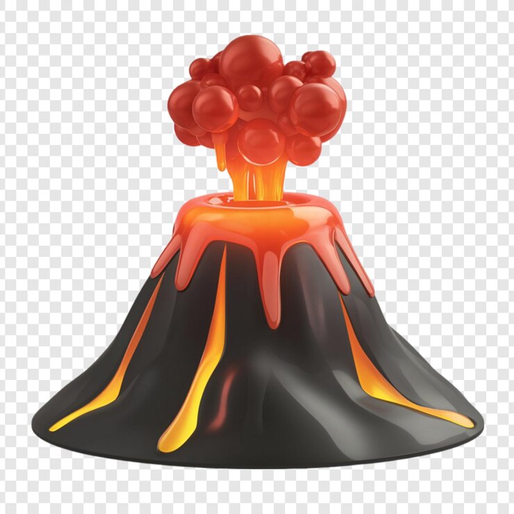 PSD clip art 3d gunung berapi diisolasi pada latar belakang transparan