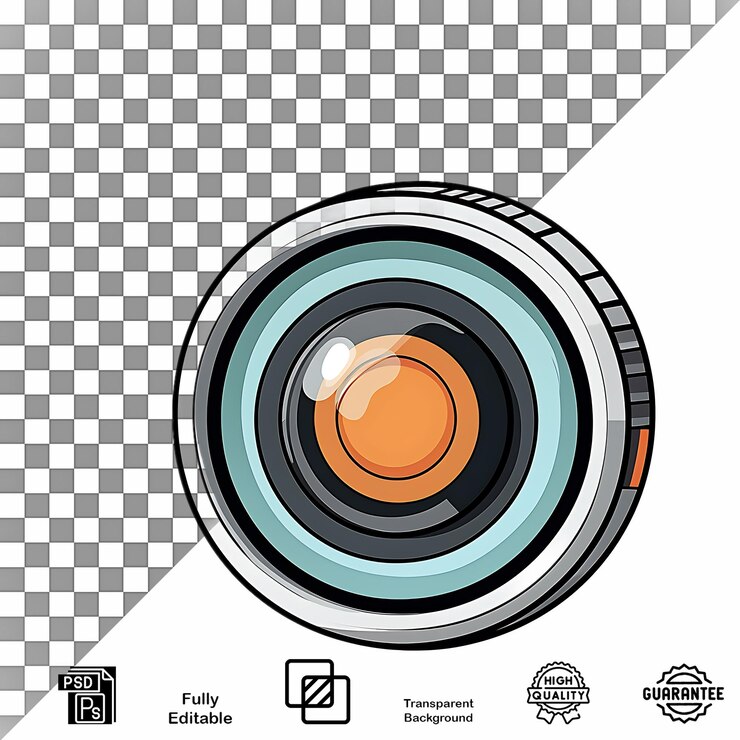 PSD el clip art de la lente de la cámara es un vector plano simple de alta calidad editable en psd