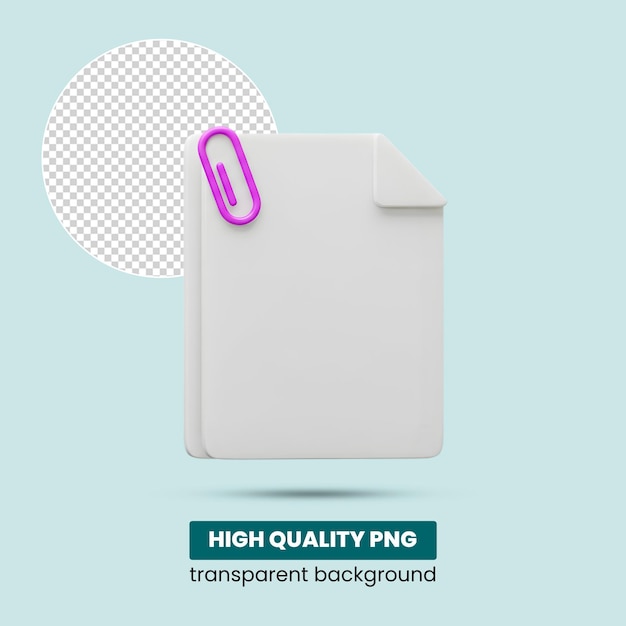 Clip de papel 3D y icono de documento