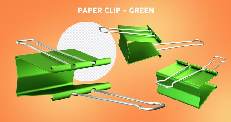 PSD clip de papel sujetador de papel verde 3 posiciones para composición tipográfica