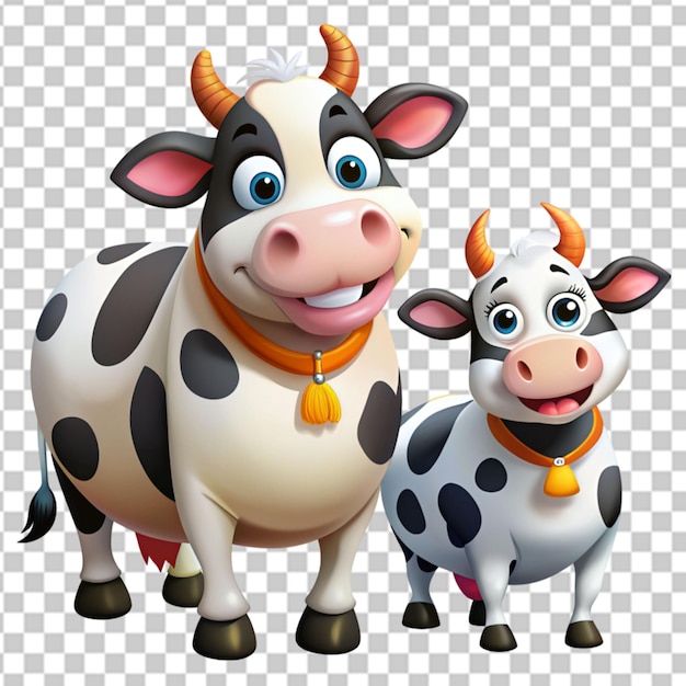 PSD un clip d'une vache mignonne en 3d