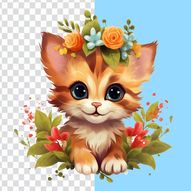 Clipart aquarelle chat mignon