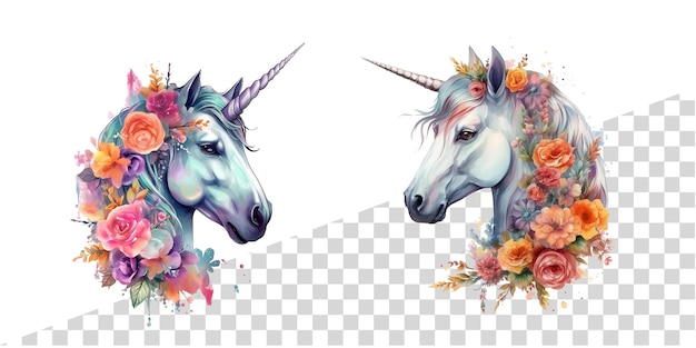 PSD clipart à l'aquarelle et à la magie de la licorne