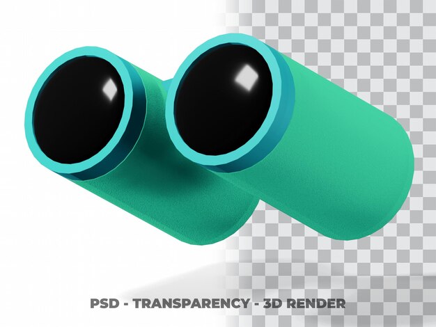 PSD clipart binocular 3d con fondo de transparencia