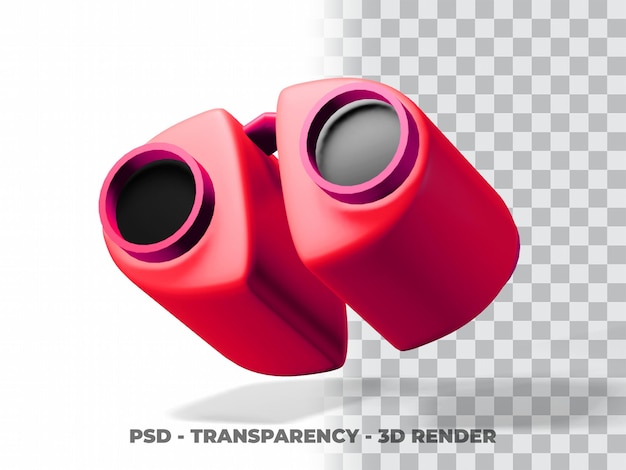 Clipart binocular 3D con fondo de transparencia