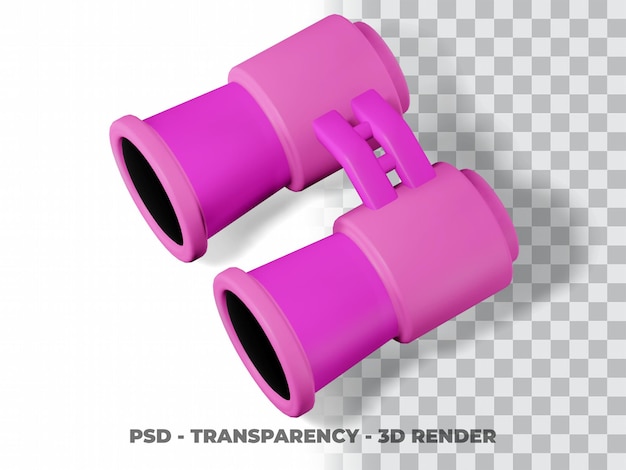 Clipart binoculare 3D con sfondo trasparente