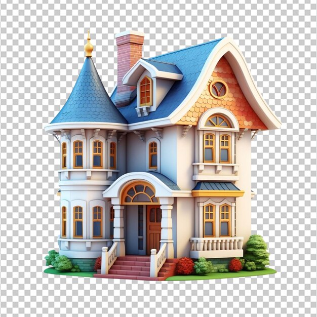 PSD clipart de la casa en 3d sobre un fondo blanco