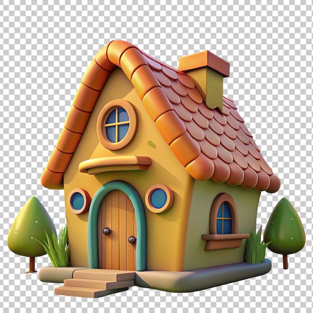 PSD clipart de la casa de dibujos animados en 3d