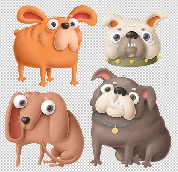 PSD clipart de chiens drôles