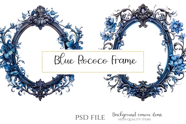 Clipart cornice blu rococò