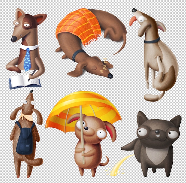 PSD clipart de cães dos desenhos animados