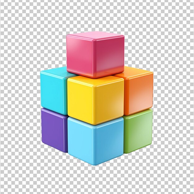 PSD clipart de cubo 3d em fundo branco