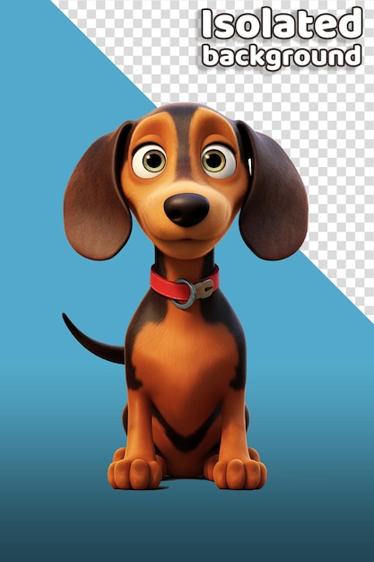 PSD clipart de personagem de desenho animado de cachorro bassê com um fundo isolado