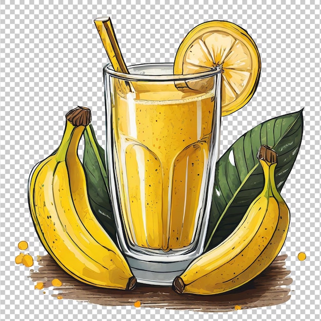 PSD clipart de suco de banana em fundo branco