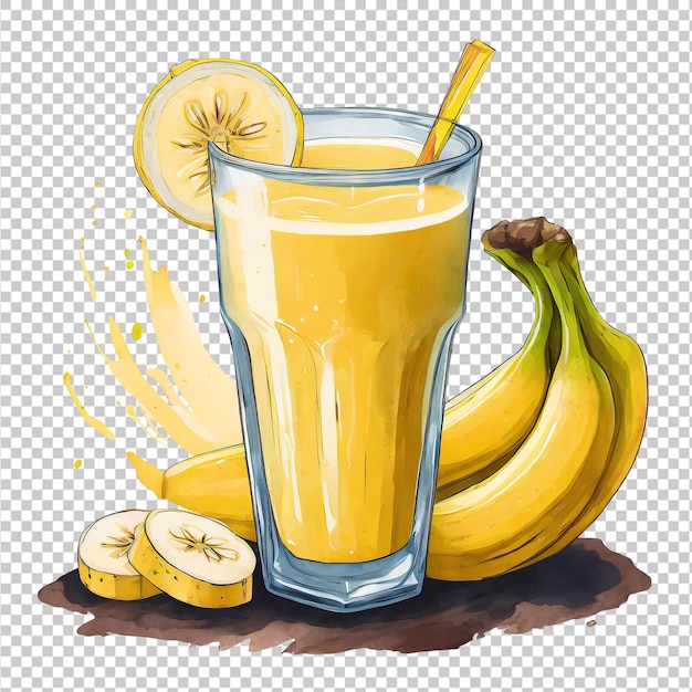 PSD clipart de suco de banana em fundo branco