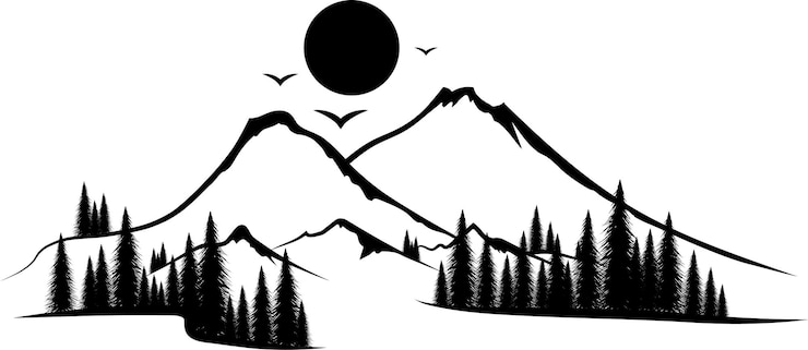 PSD clipart de dessin de chaîne de montagnes