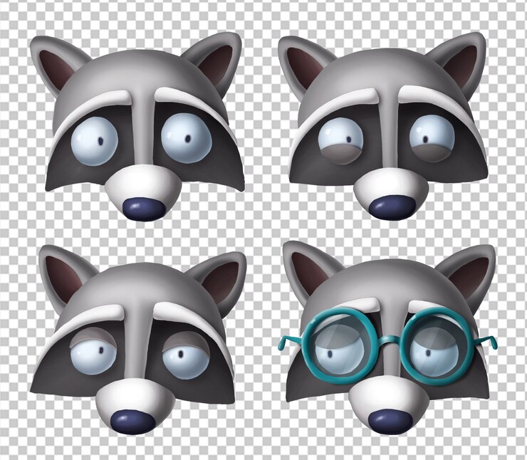 PSD clipart di procioni dei cartoni animati