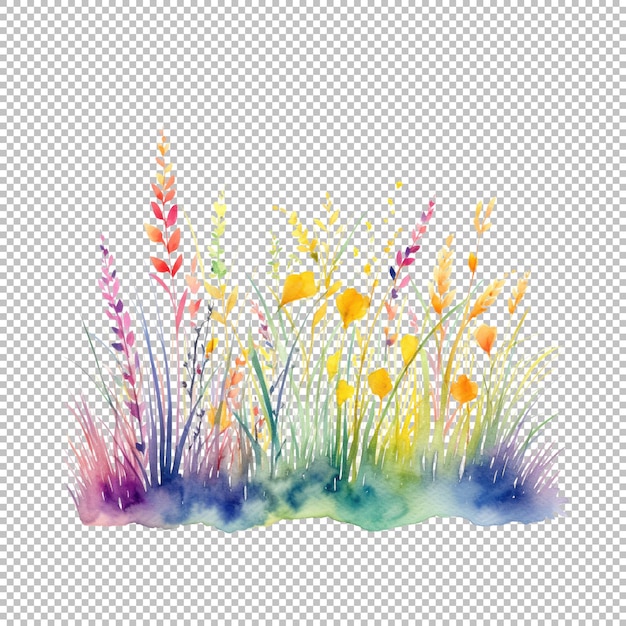 PSD clipart de l'herbe de printemps à l'aquarelle