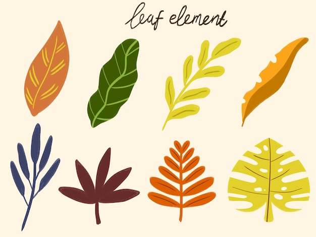 Clipart-Illustration von Herbstblättern mit verschiedenen Formen und Farben