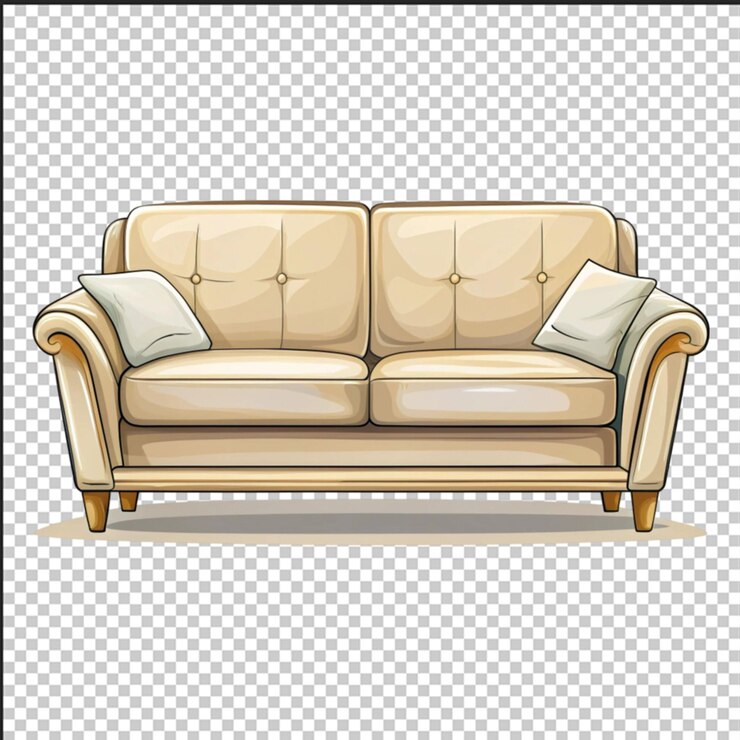 PSD clipart de ilustración vectorial de dibujos animados de sofá dibujado a mano