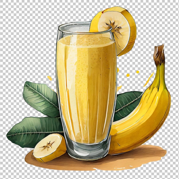 PSD clipart de jus de banane sur un fond blanc