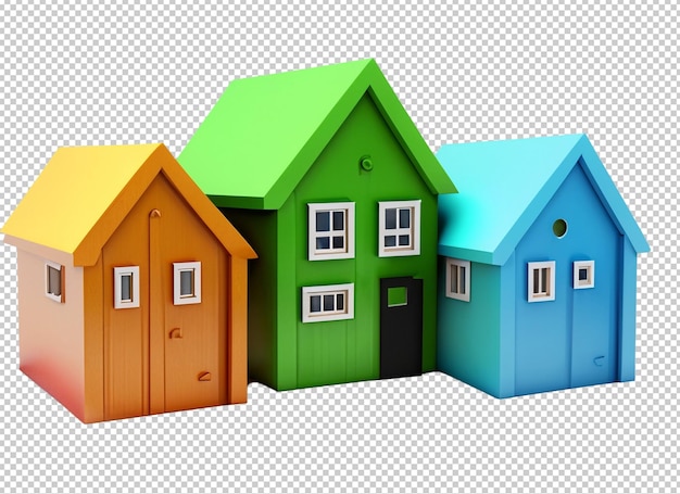 PSD clipart de maison colorée en 3d png