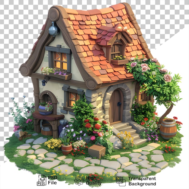 PSD clipart de maison de dessins animés sur fond transparent 3d home png