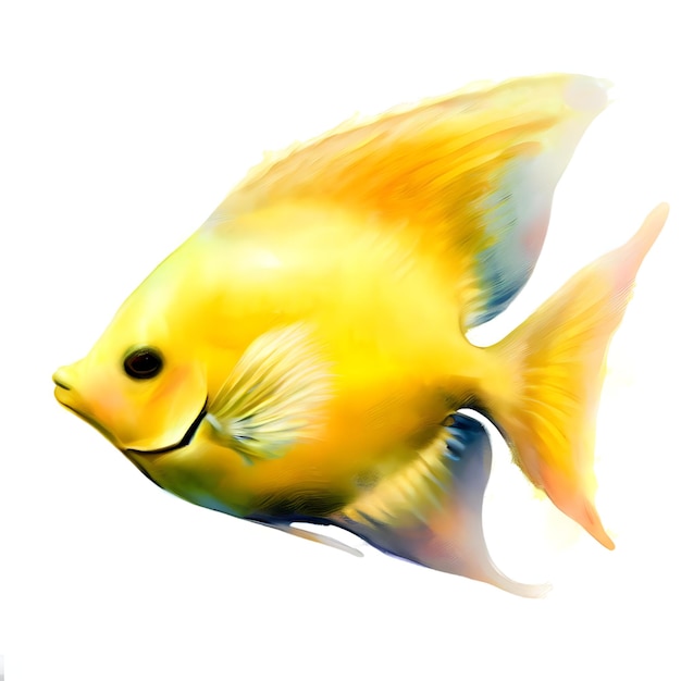 PSD clipart de style aquarelle de poisson jaune