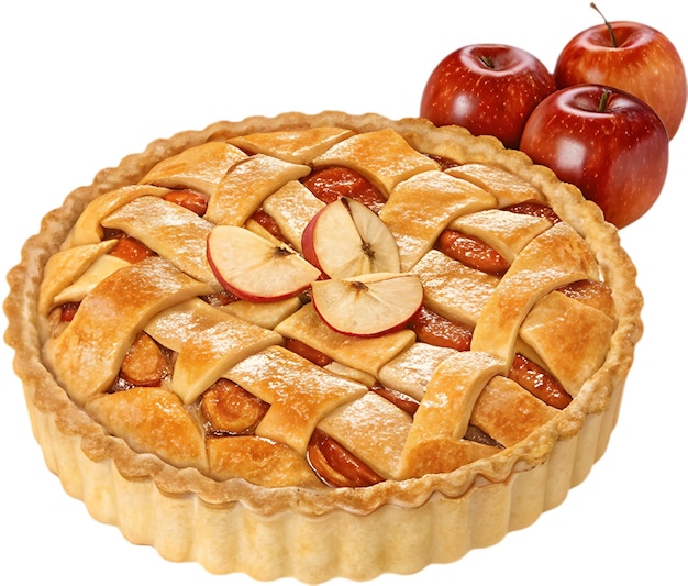 Clipart von einem frisch gebackenen Apfelkuchen mit reichem Aroma, knuspriger Kruste und Zimt