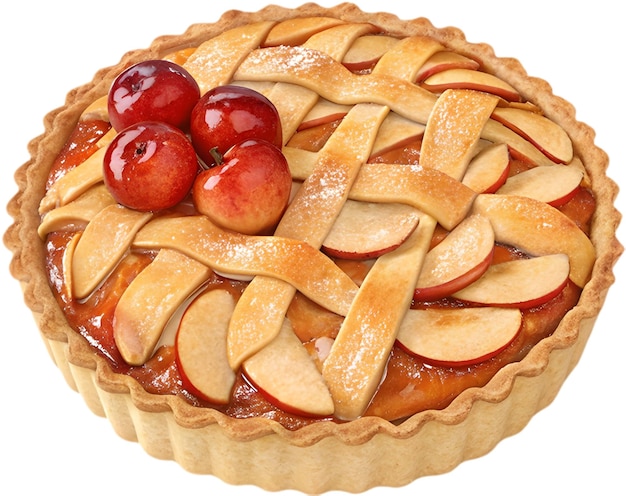 Clipart von einem frisch gebackenen Apfelkuchen mit reichem Aroma, knuspriger Kruste und Zimt