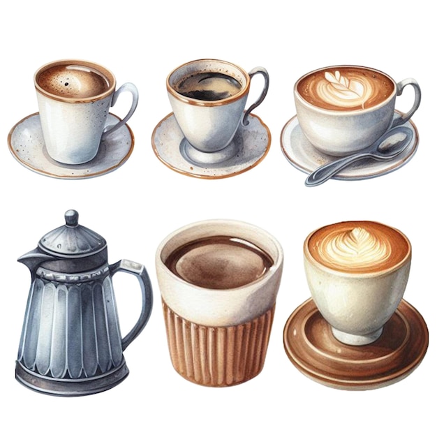 PSD cliparts de aquarela de café