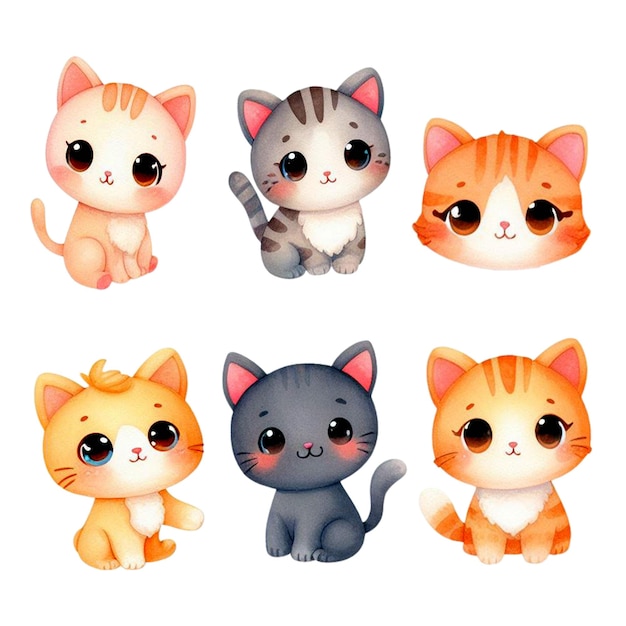 PSD cliparts de aquarela de gato