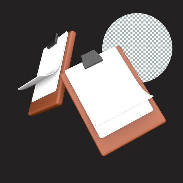 Clipboard 3d render ilustración artículo de oficina estacionario
