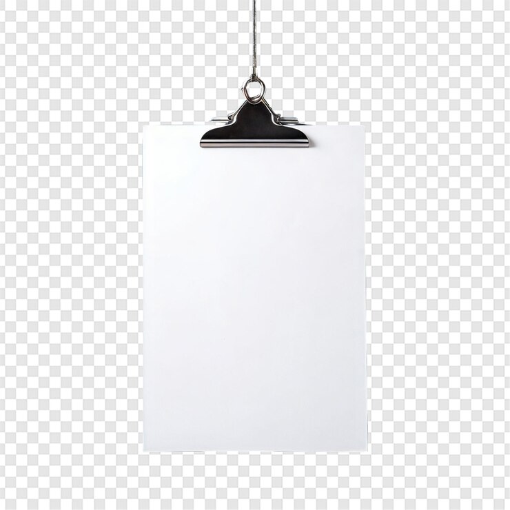 PSD clipboard con foglio bianco bianco isolato su sfondo trasparente