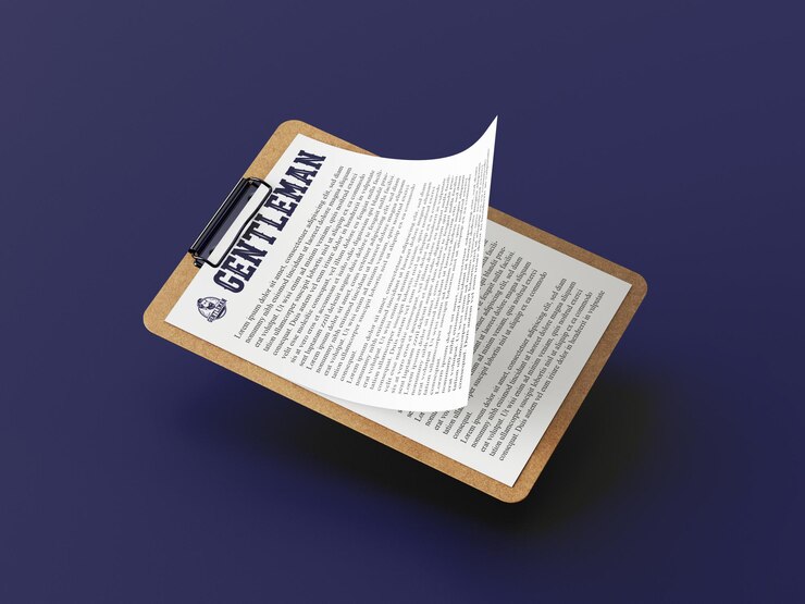 PSD clipboard con una maqueta de documento