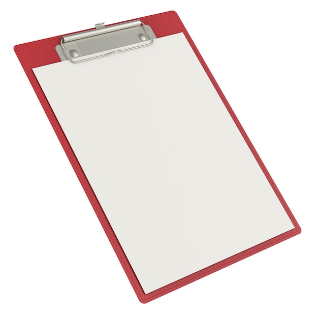 Clipboard mit leerem A4-Papier-Mockup 3D-Rendering isoliert auf transparentem Hintergrund