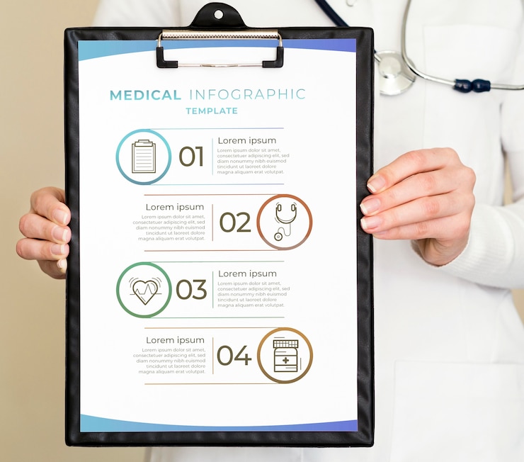 PSD clipboard with medical information mock-up
