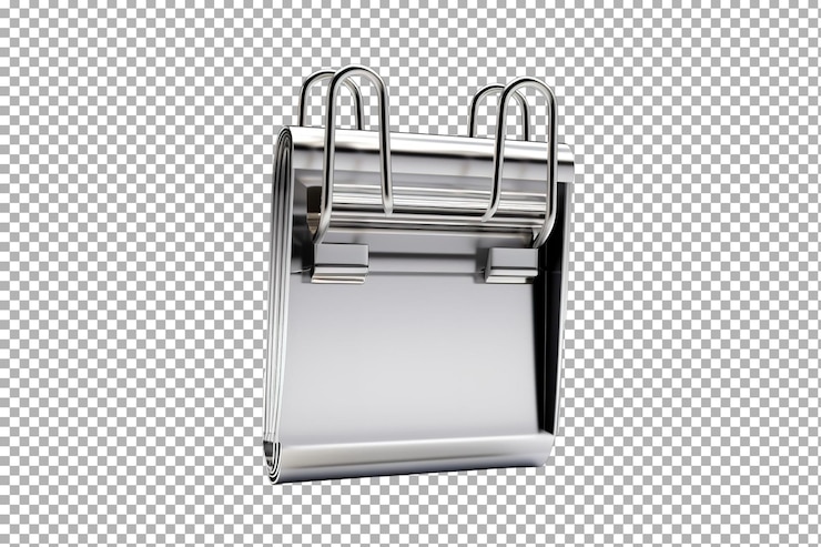PSD un clips de papel de acero reluciente agarra los documentos importantes en la oficina moderna aislados en un fondo transparente png