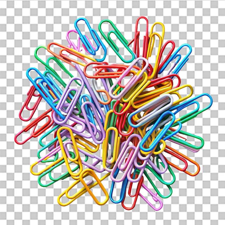 PSD clips de papel de colores aislados sobre un fondo transparente