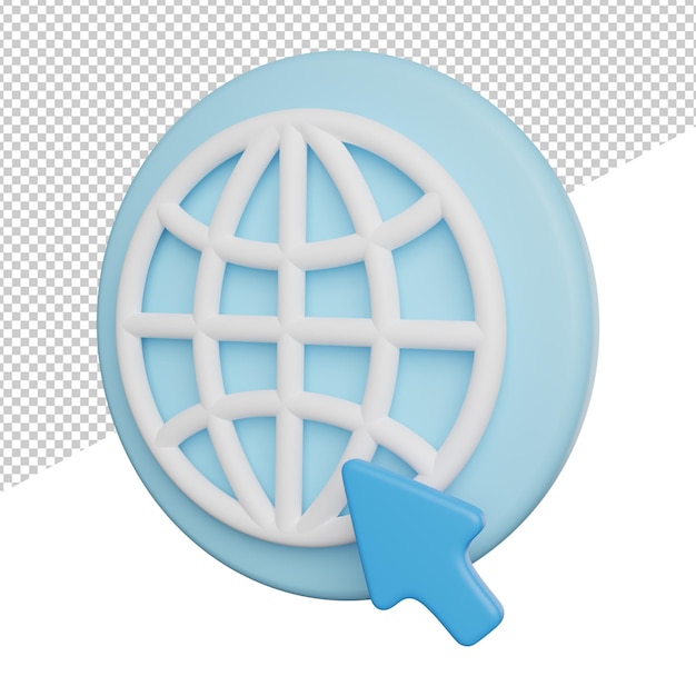 PSD cliquez sur internet web vue latérale icône de rendu 3d illustration sur fond transparent